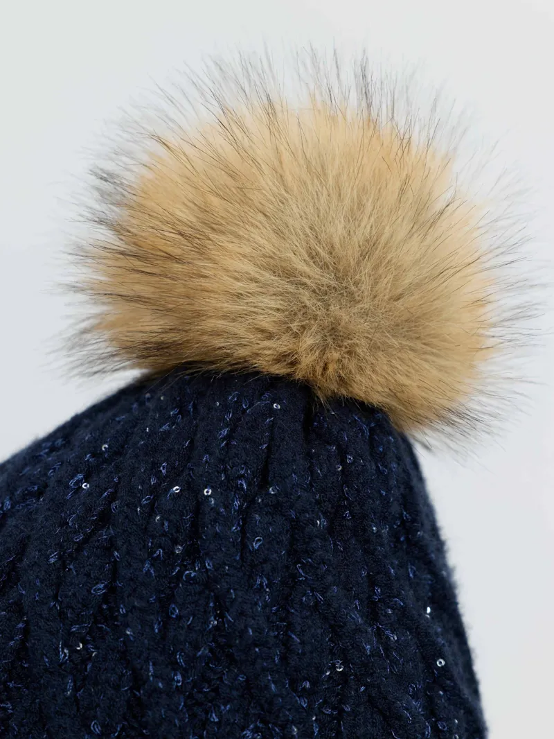 LeMieux Bernie Sequin Beanie in Navy-1