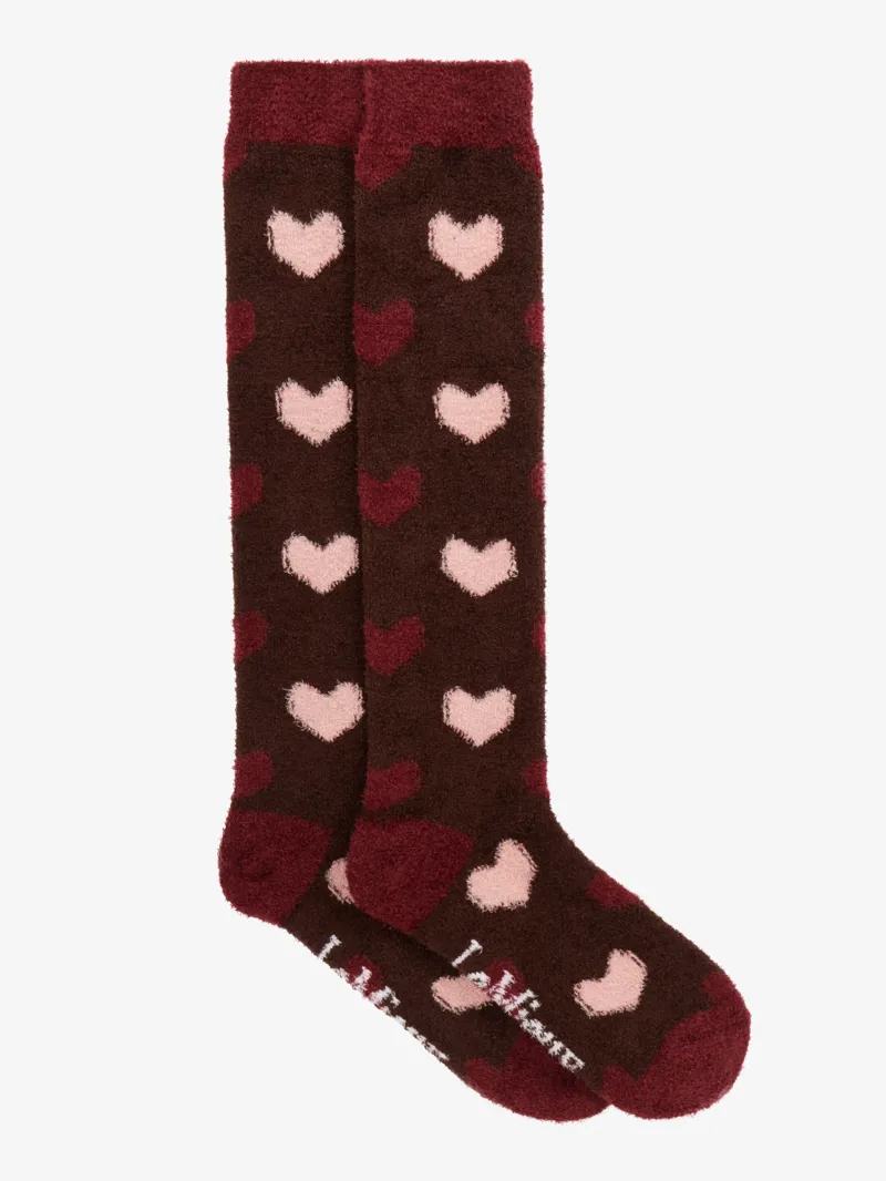 LeMieux Heart Fluffies Socks in Bramble-1