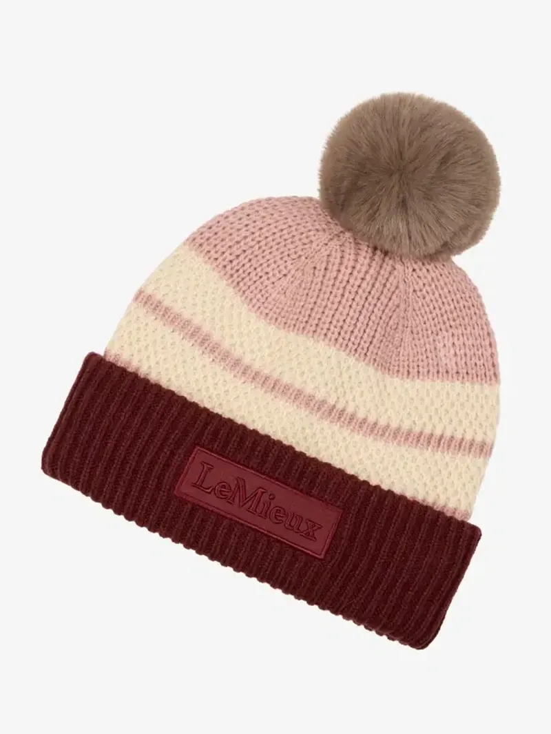 LeMieux Sealskinz Waterproof Stripe Beanie in Dusty Pink