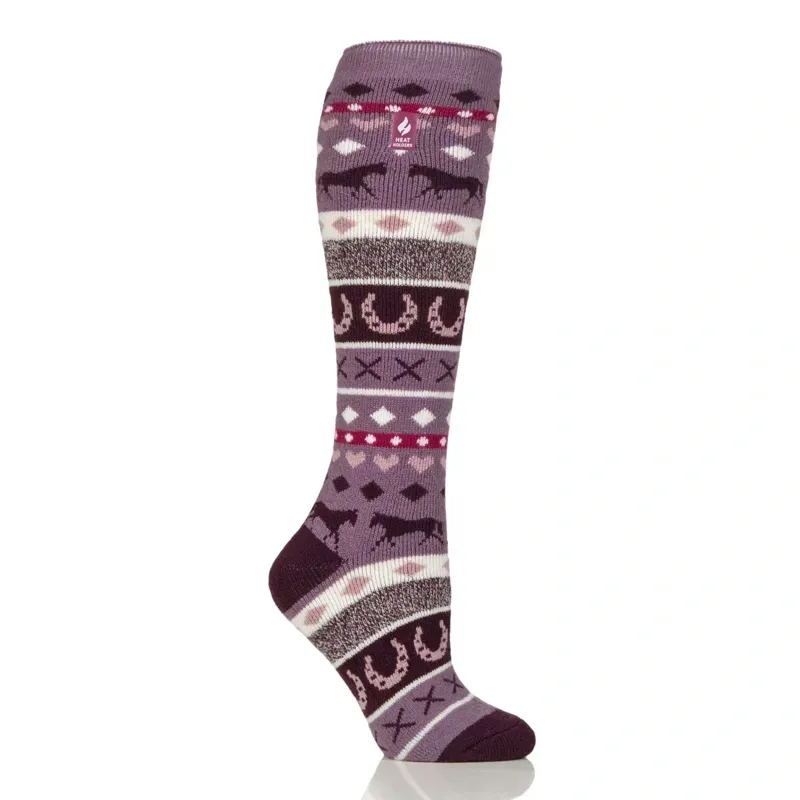 Heat Holders Oaken Fairisle Long Socks in Mauve