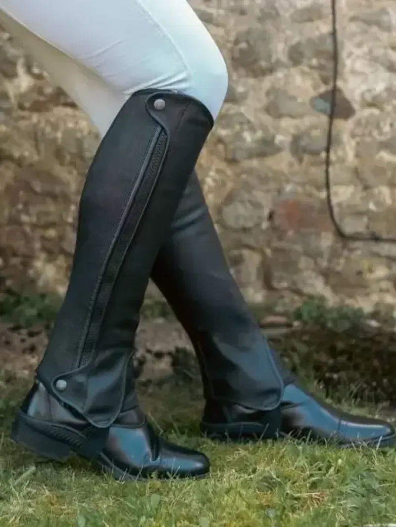 Just Chaps Saltos Premium Leather Half Chaps Adults in Black