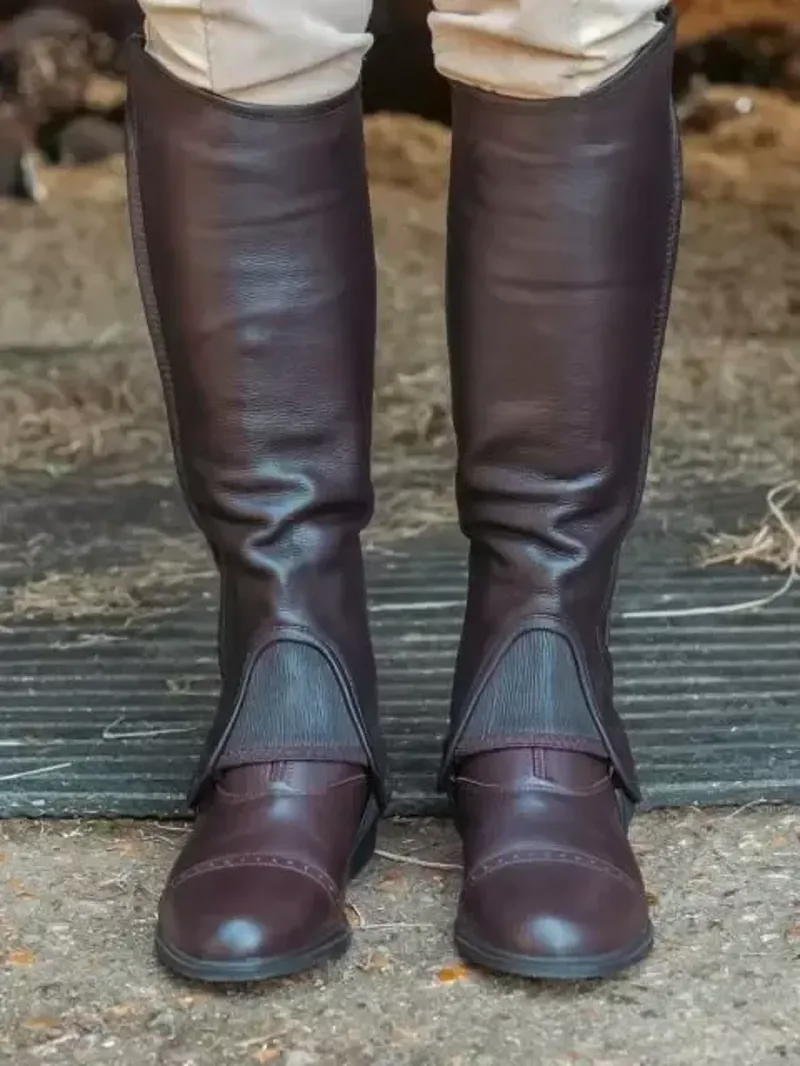 Just Chaps Saltos Premium Leather Half Chaps Adults in Brown-2