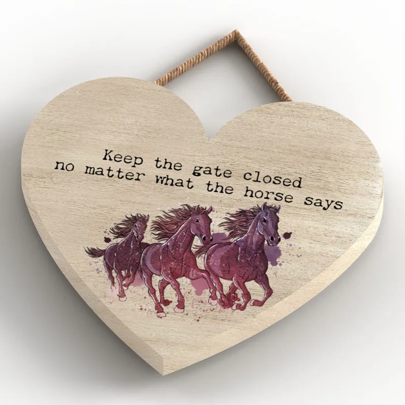 Platinum Keep the Gate Closed Small Heart Plaque