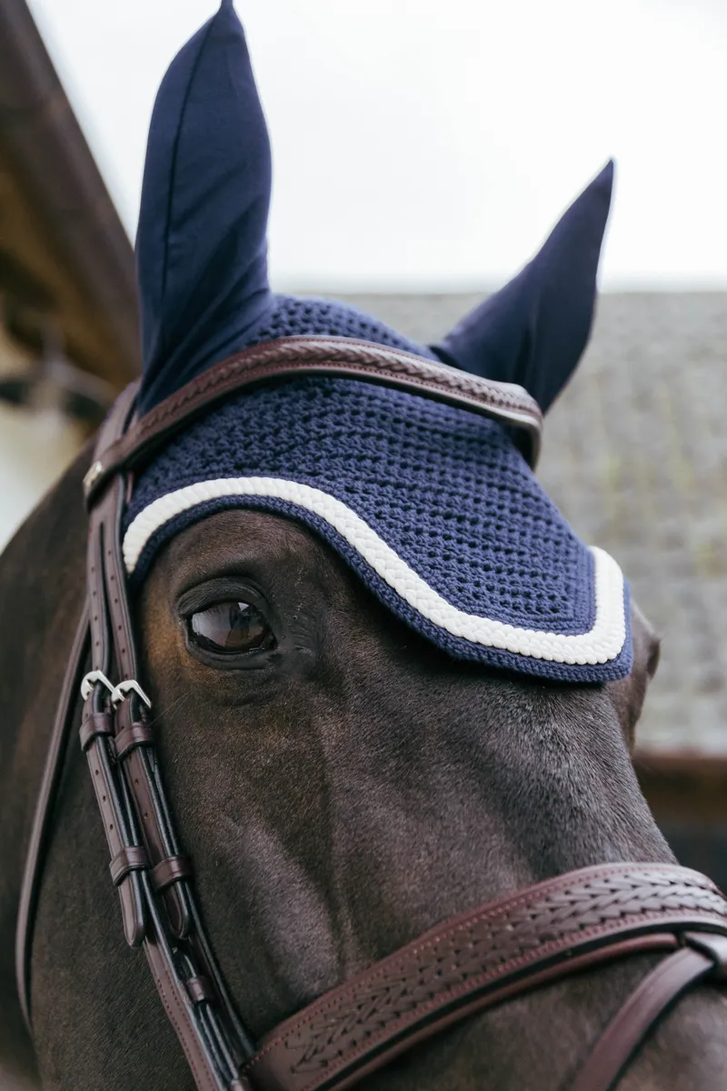 Kentucky Wellington Fly Veil with Plaited Cord in Navy-3
