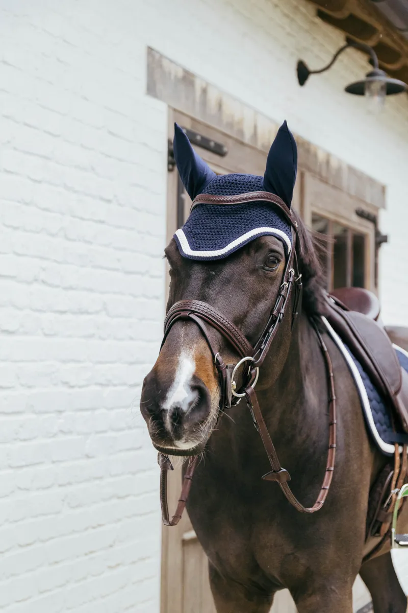 Kentucky Wellington Fly Veil with Plaited Cord in Navy-2
