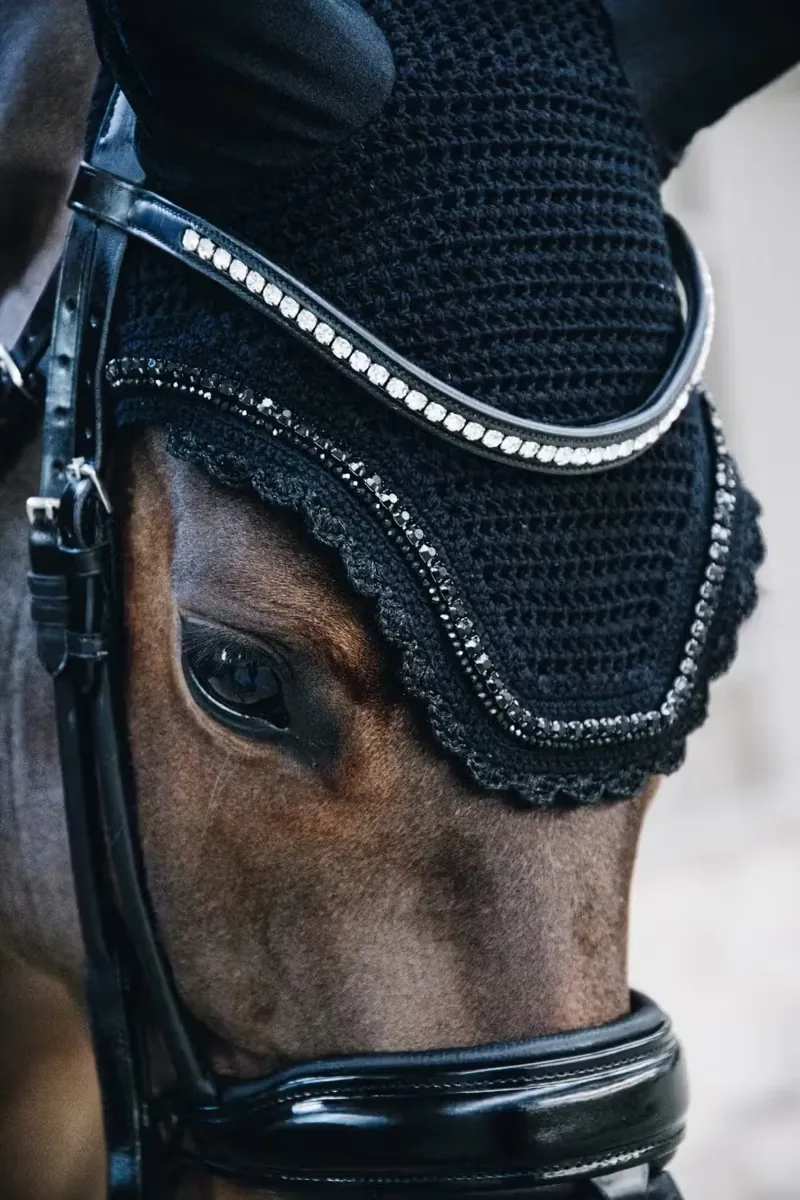 Kentucky Horsewear Fly Veil Wellington Stone and Pearl in Black-2