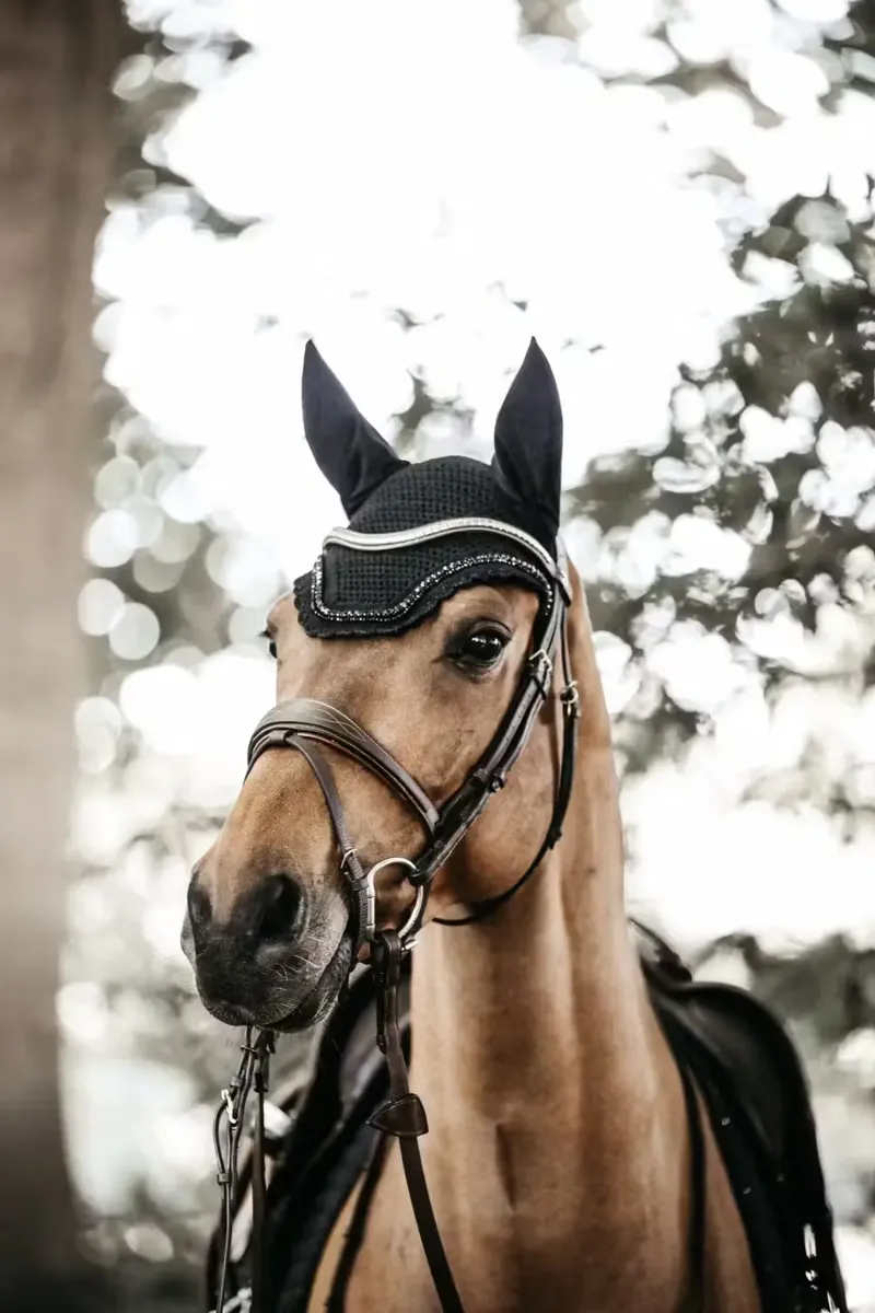 Kentucky Horsewear Fly Veil Wellington Stone and Pearl in Black-3