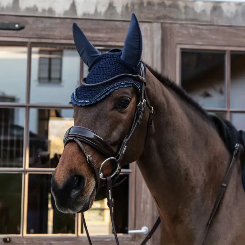 Kentucky Horsewear Fly Veil Wellington Stone and Pearl in Navy-2