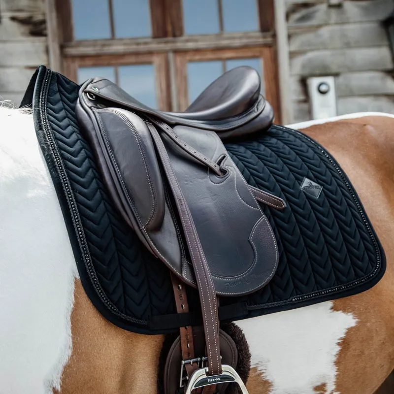 Kentucky Horsewear Velvet Pearls Dressage Saddle Pad in Black-2