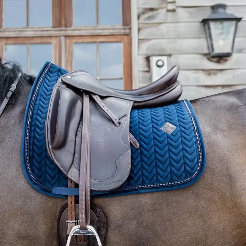Kentucky Horsewear Velvet Pearls Dressage Saddle Pad in Navy-1