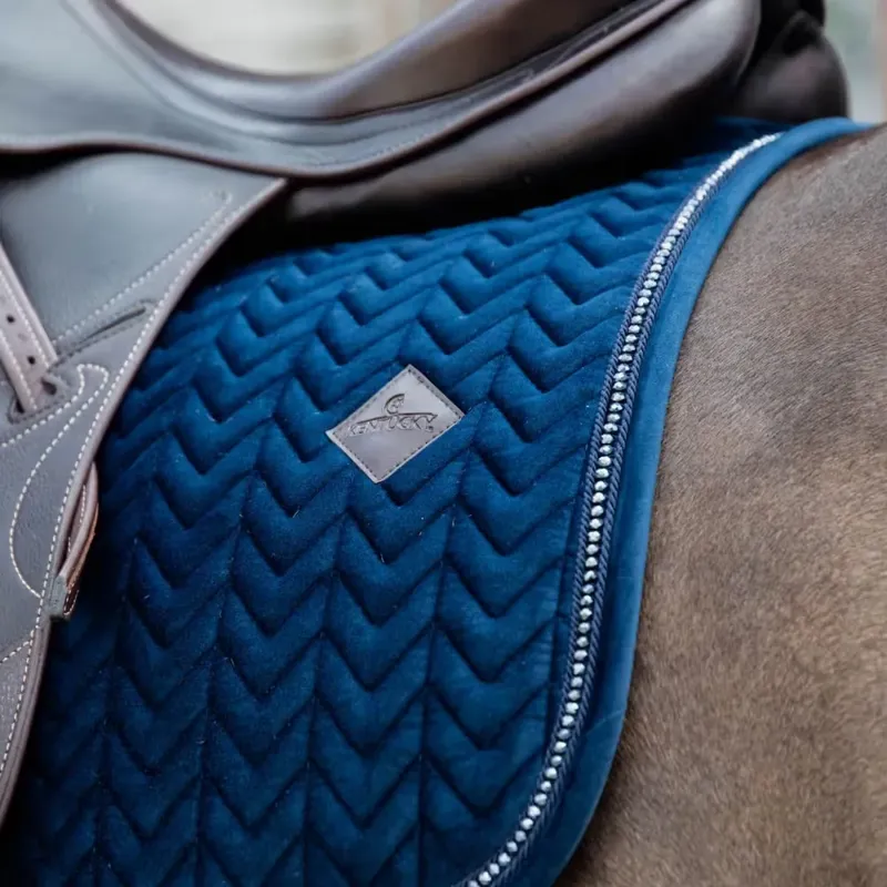 Kentucky Horsewear Velvet Pearls Dressage Saddle Pad in Navy-3