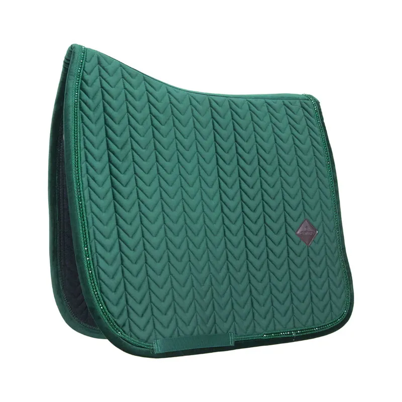 Kentucky Horsewear Velvet Pearls Dressage Pad in Pine Green
