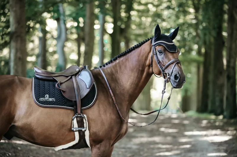 Kentucky Jumping Leather Fishbone Saddle Pad in Black-2