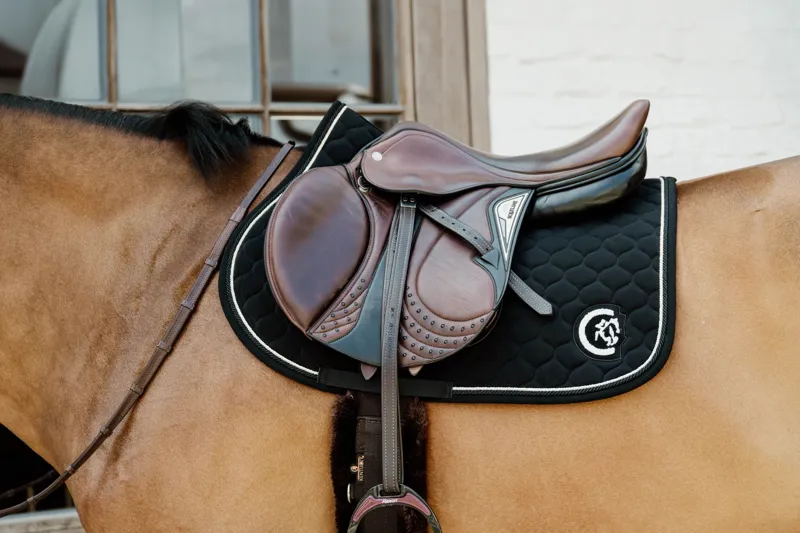Kentucky Horsewear Onion Quilt Rubber Logo Saddle Cloth in Black-3