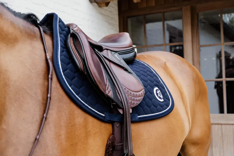 Kentucky Horsewear Onion Quilt Rubber Logo Saddle Cloth in Navy-3