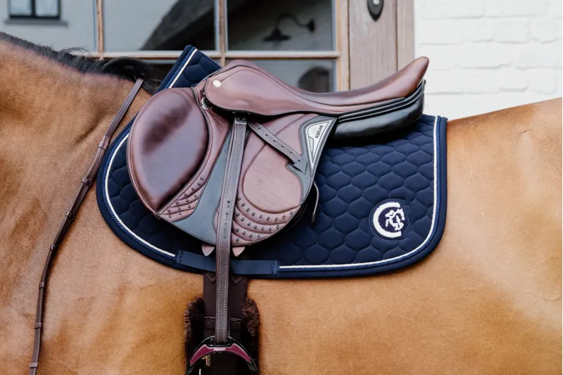 Kentucky Horsewear Onion Quilt Rubber Logo Saddle Cloth in Navy-4