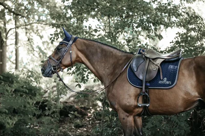 Kentucky Jumping Leather Fishbone Saddle Pad in Navy-5