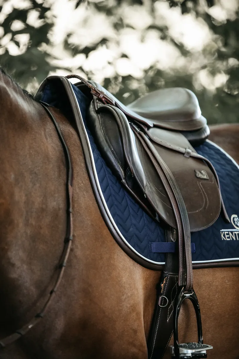 Kentucky Jumping Leather Fishbone Saddle Pad in Navy-3