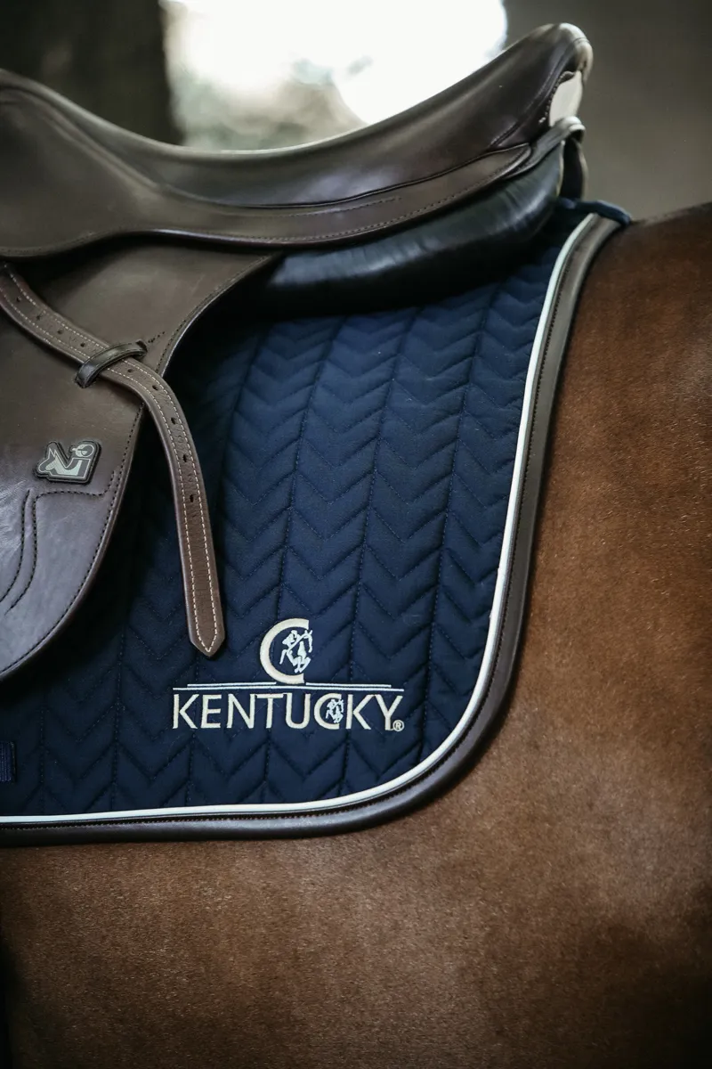 Kentucky Jumping Leather Fishbone Saddle Pad in Navy-3