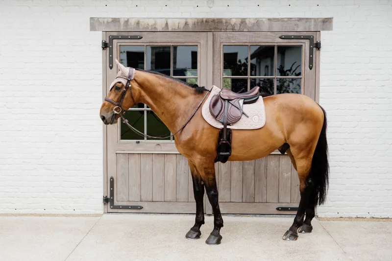 Kentucky Horsewear Onion Quilt Rubber Logo Saddle Cloth in Old Rose-2