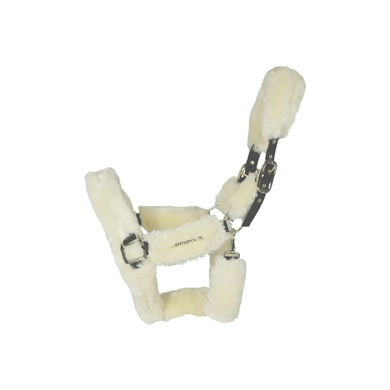 Kentucky Horsewear Sheepskin Travel Headcollar in Beige