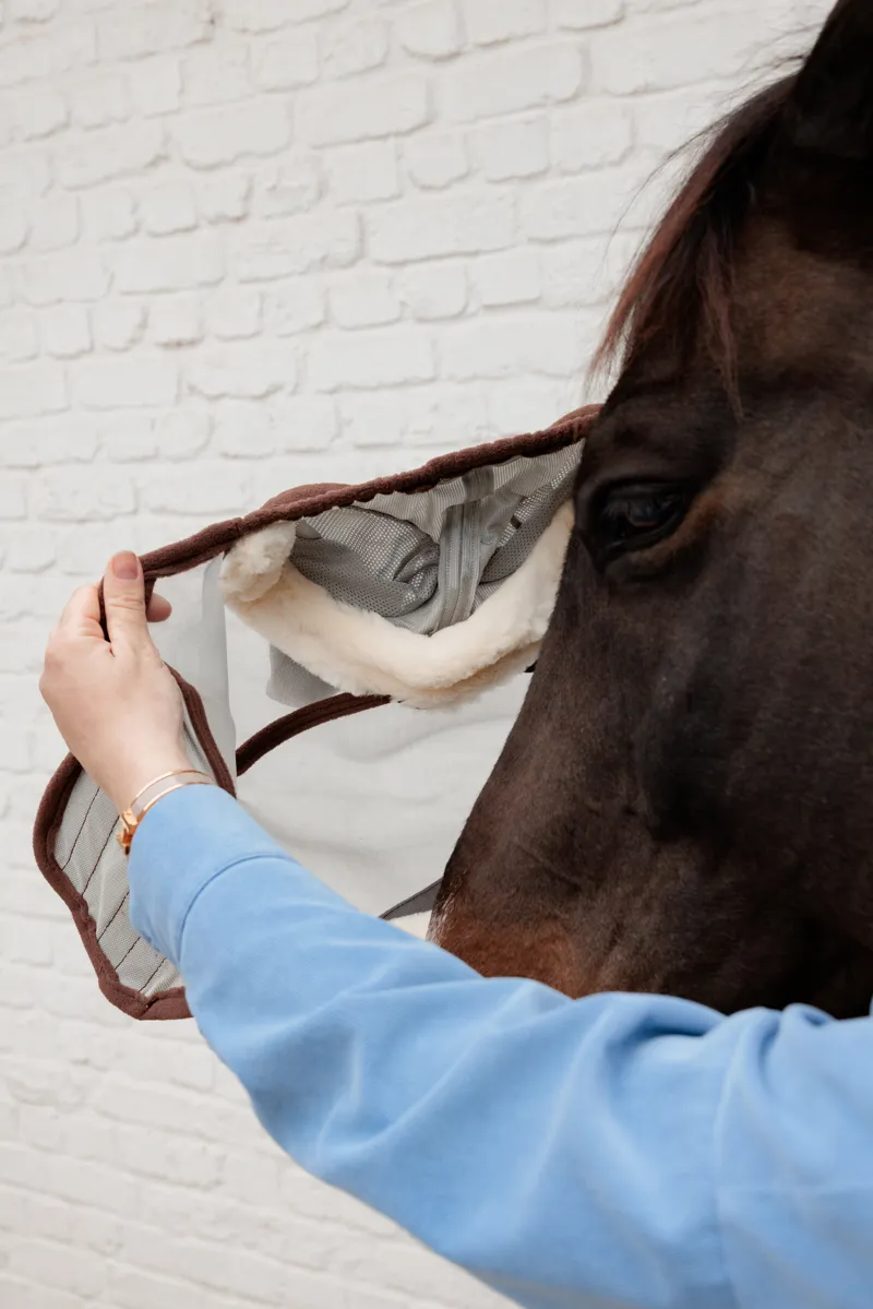 Kentucky Skin Friendly Fly Mask with Ears in Silver-2