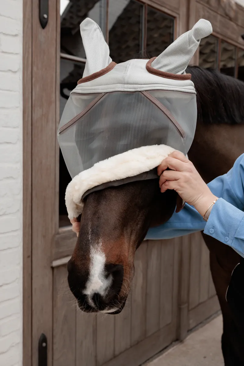 Kentucky Skin Friendly Fly Mask with Ears in Silver-5