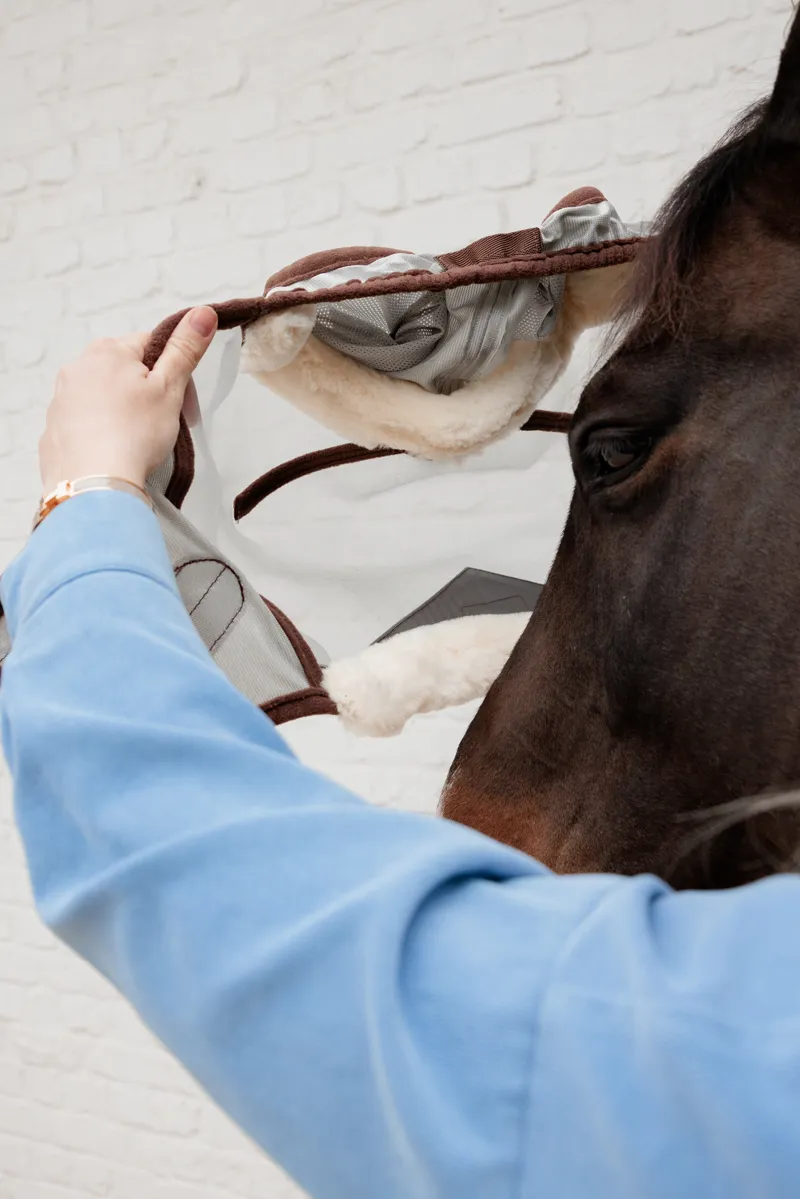 Kentucky Skin Friendly Fly Mask with Ears in Silver-3