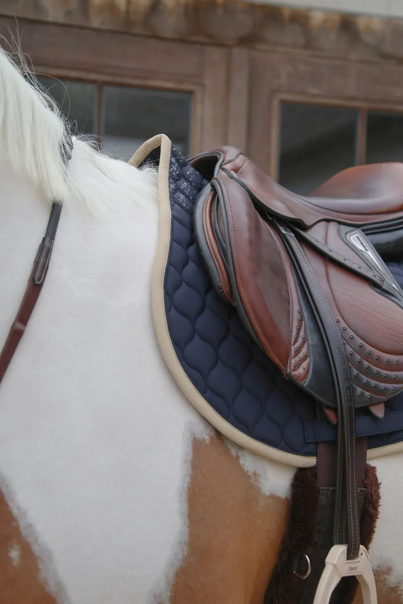 Kentucky Softshell Onion Quilt Jumping Saddle Pad in Navy and Beige-4