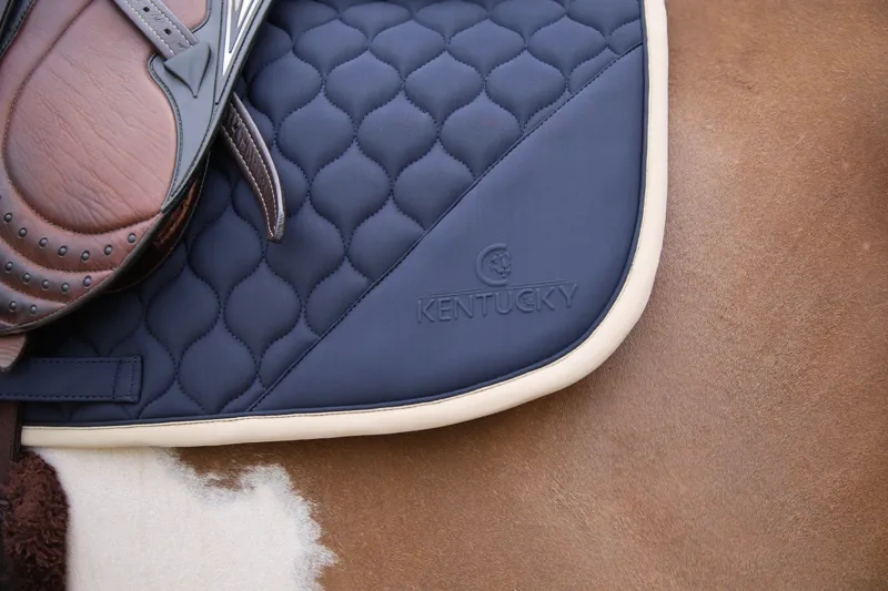 Kentucky Softshell Onion Quilt Jumping Saddle Pad in Navy and Beige-6