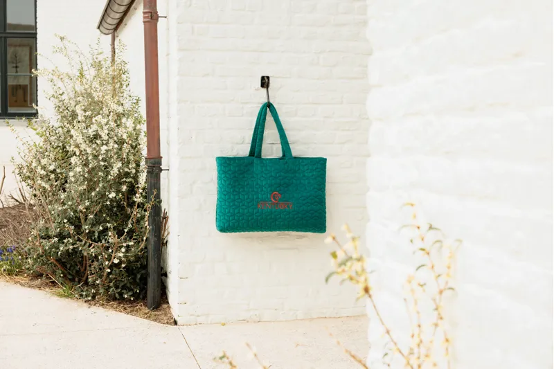 Kentucky Velvet Bag with Logo in Emerald Green-2