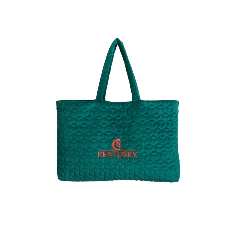 Kentucky Velvet Bag with Logo in Emerald Green