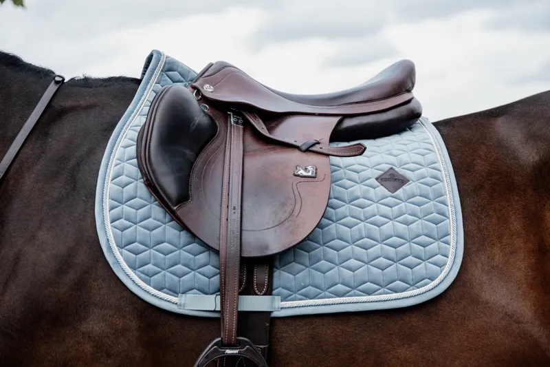 Kentucky Horsewear Velvet Jumping Saddle Pad in Light Blue-2
