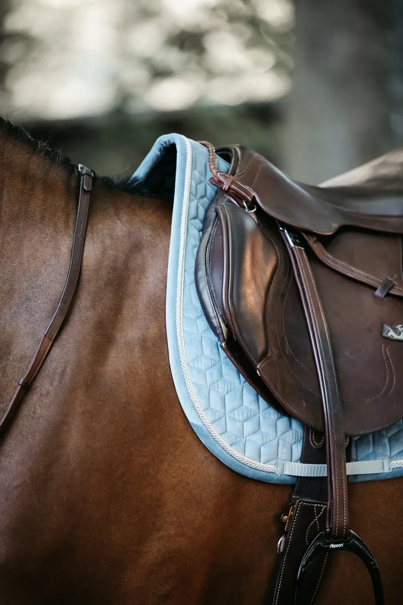 Kentucky Horsewear Velvet Jumping Saddle Pad in Light Blue-6