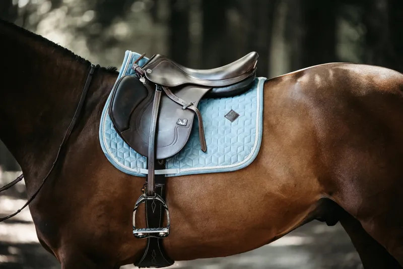Kentucky Horsewear Velvet Jumping Saddle Pad in Light Blue-9
