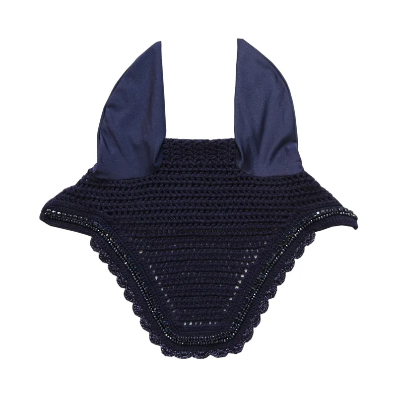 Kentucky Wellington Fly Veil with Stone and Pearls in Dark Navy