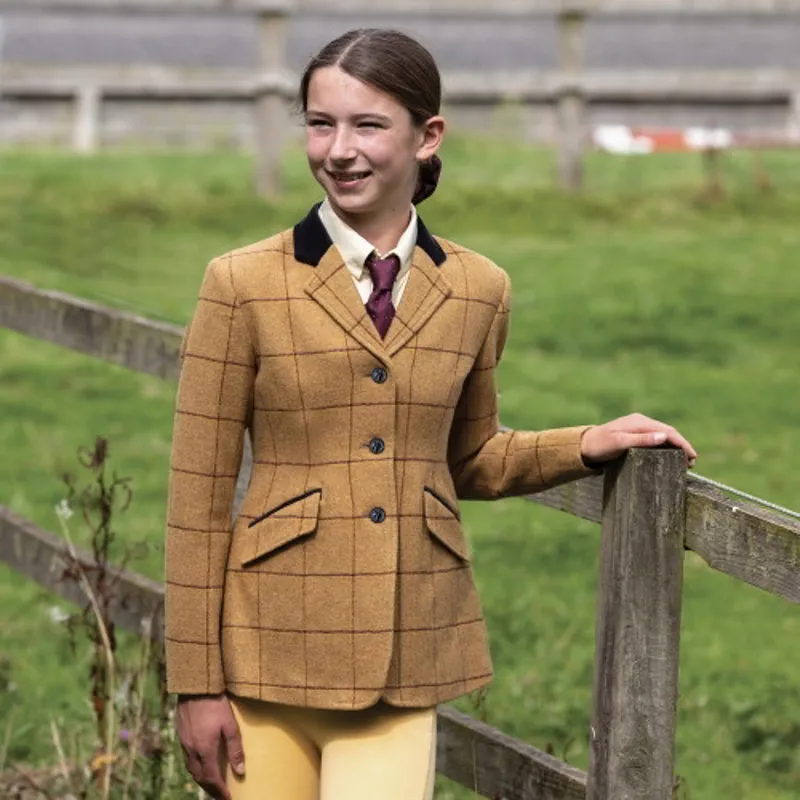 Equetech Junior Wheatley Deluxe Tweed Riding Jacket in Brown-4