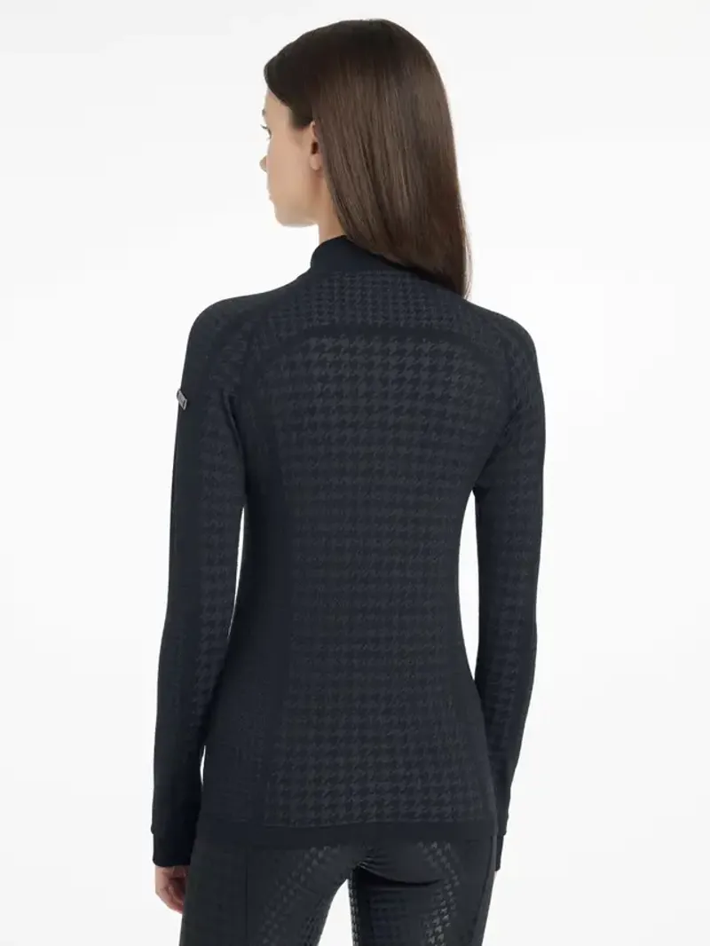 LeMieux Aspen Houndstooth Quarter Zip Top Ladies in Black-3