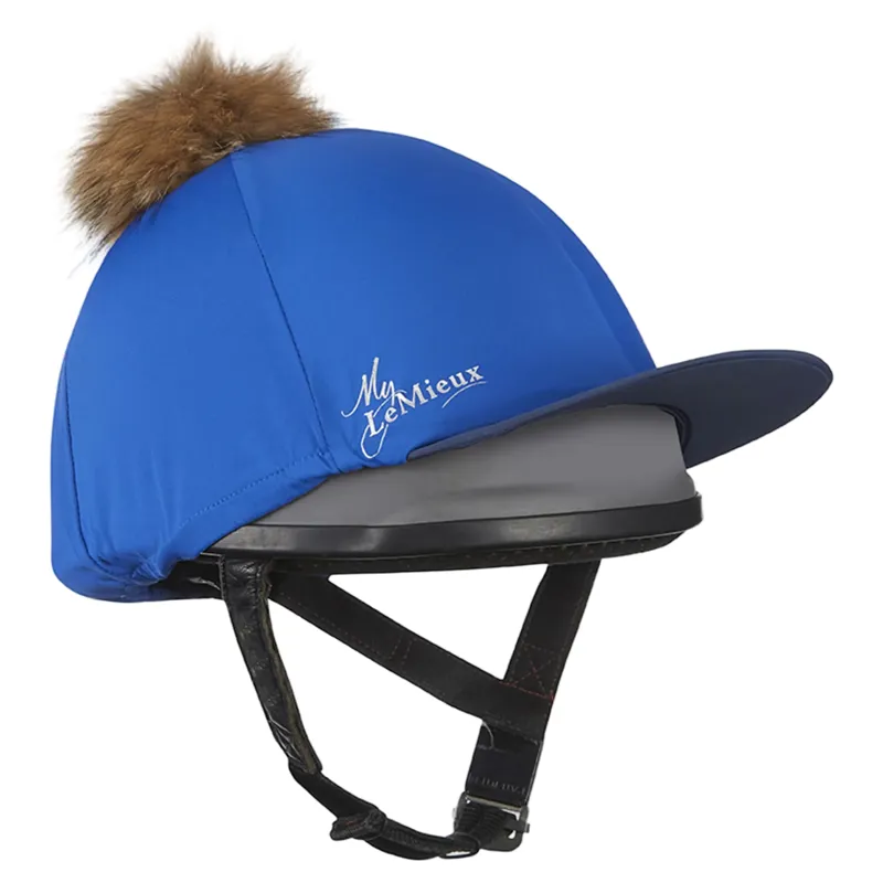 LeMieux Classique Pom Hat Silk in Benetton Blue-2