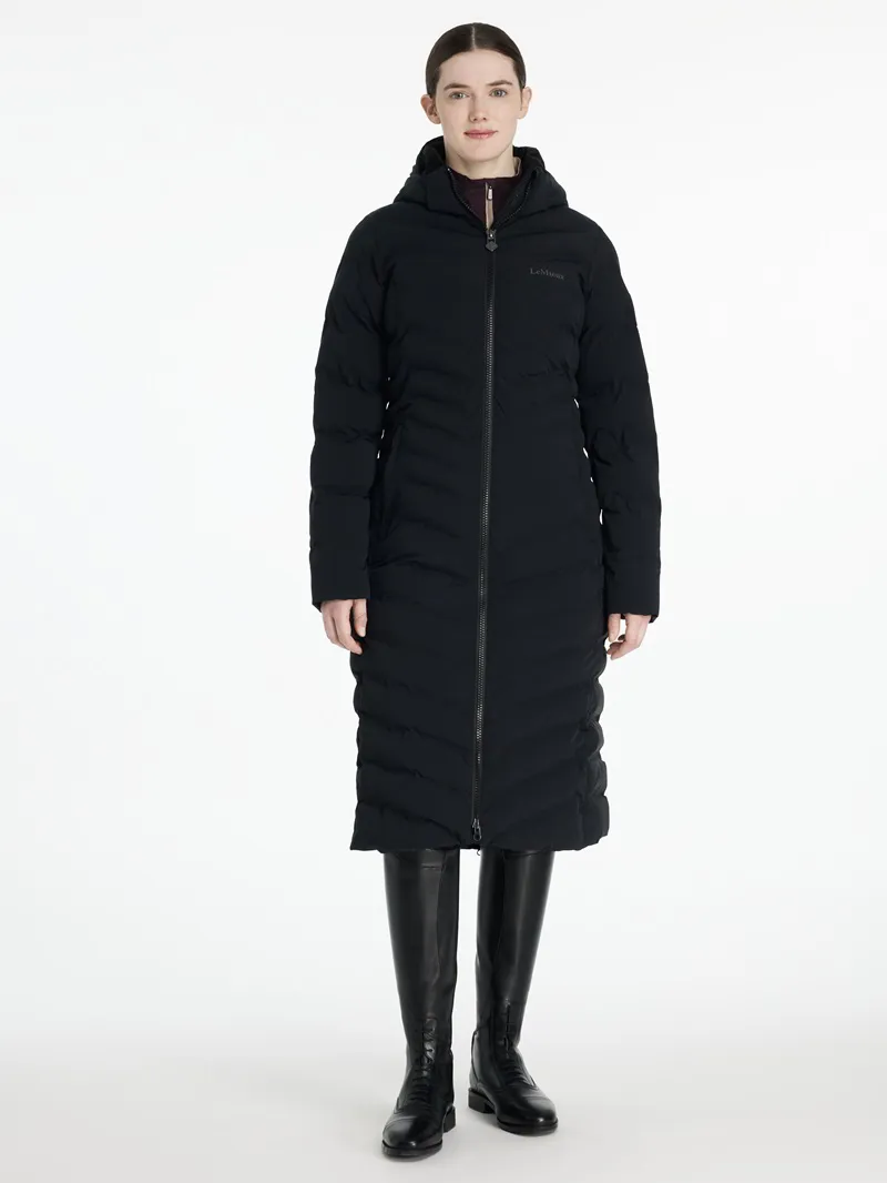 LeMieux Hayley Water Resistant Longline Puffer Coat in Black-5