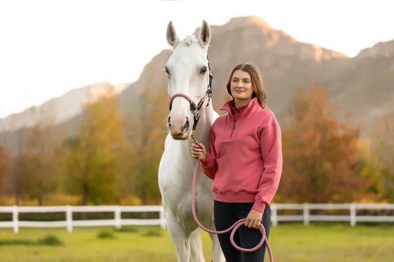 LeMieux Kiera Quarter Zip Sweatshirt Ladies in Cranberry-5