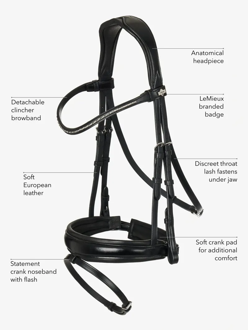 LeMieux Kudos Classic Dressage Bridle - Black-5
