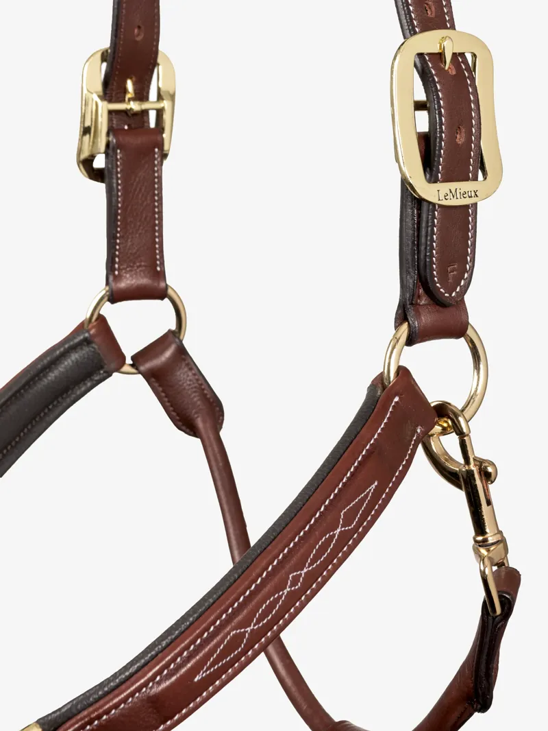 LeMieux Stitched Leather Headcollar in Brown-3