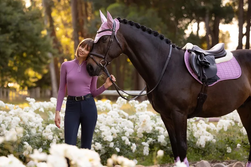 LeMieux Merino+ Suede Close Contact Square in Fondant-1