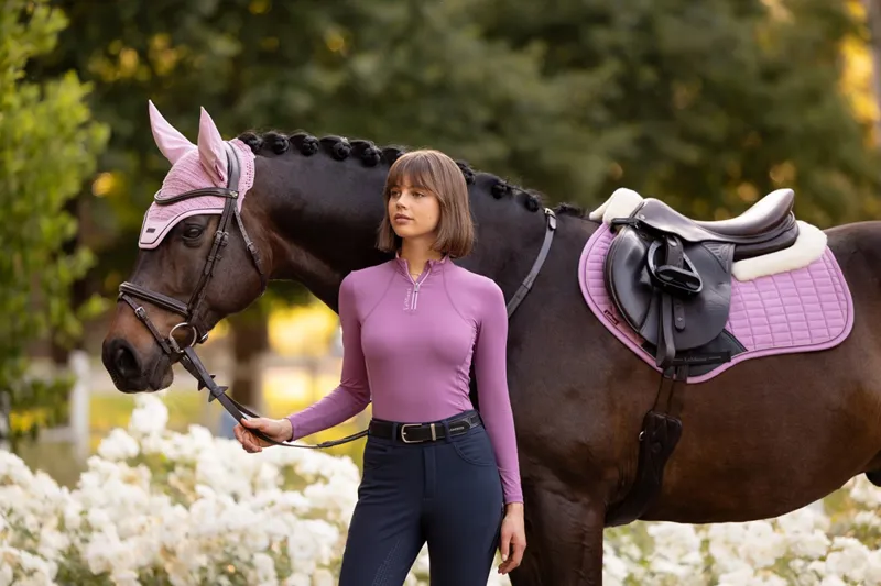 LeMieux Merino+ Suede Close Contact Square in Fondant-2