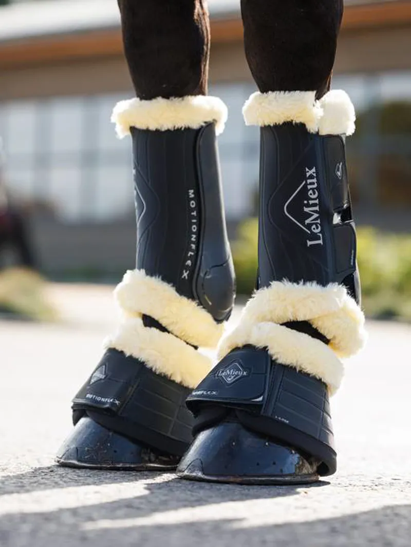 LeMieux Motionflex Over Reach Boot with Fleece Edge in Black-2