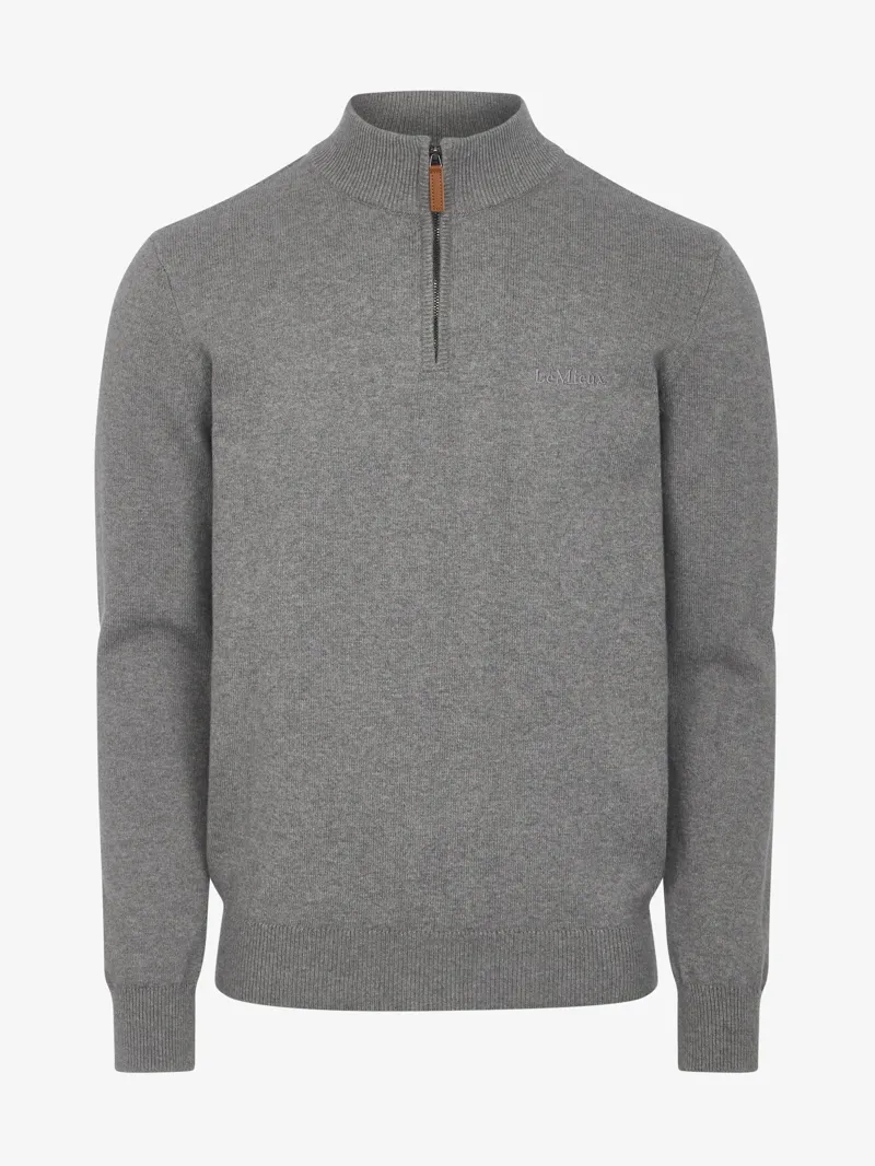 LeMieux Quarter Zip Knit Mens in Grey-5