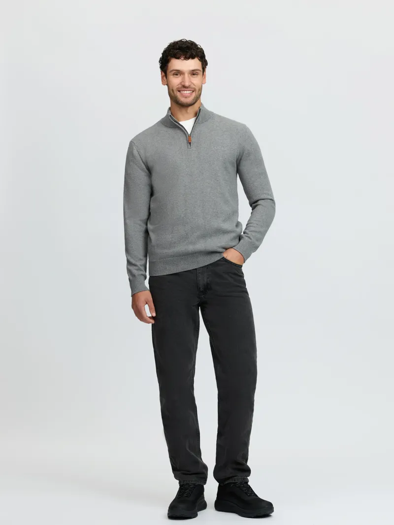 LeMieux Quarter Zip Knit Mens in Grey-2