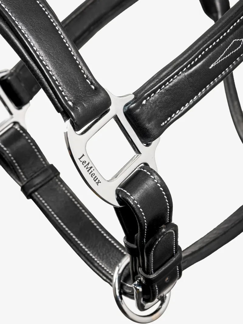 LeMieux Stitched Leather Headcollar in Black-2