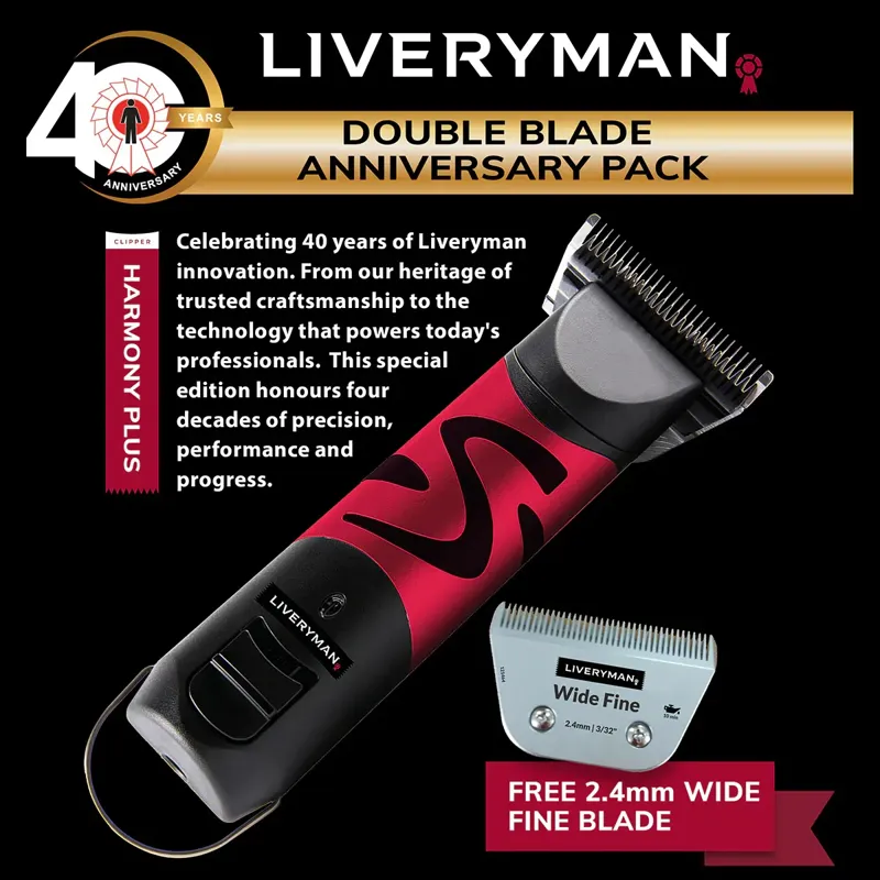 Liveryman Harmony Plus Cordless Horse Clipper Double Blade Pack-2